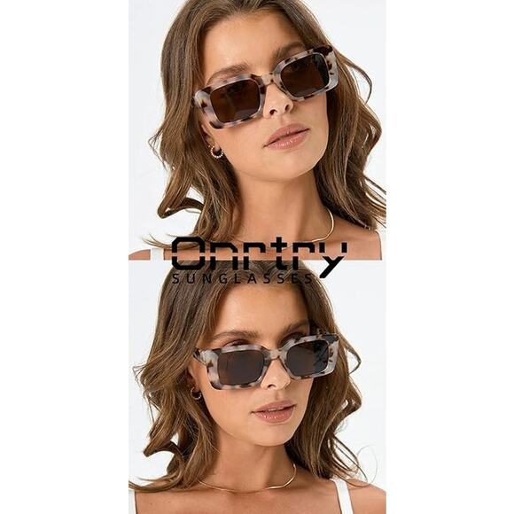 Vintage Rectangle Sunglasses Women Men Fashion UV Protection Retro Shades - Picture 3 of 6